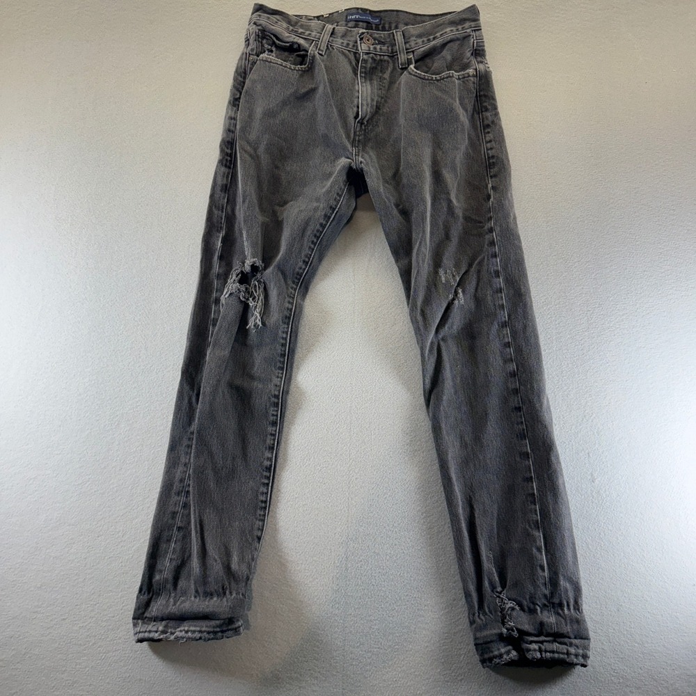 Levis Made & Crafted 502 Taper Distressed Black Faded Jeans Mens 30x32